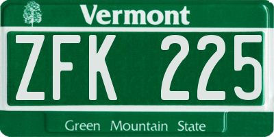 VT license plate ZFK225