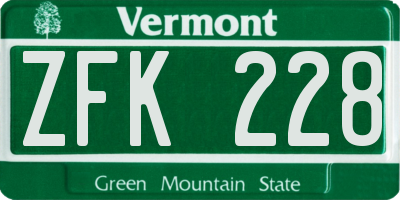 VT license plate ZFK228