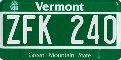 VT license plate ZFK240