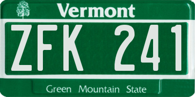 VT license plate ZFK241