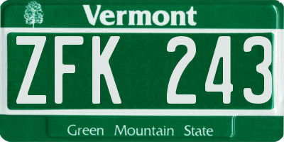 VT license plate ZFK243