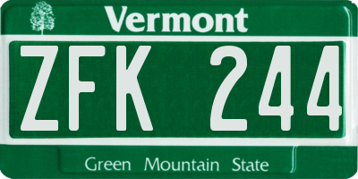 VT license plate ZFK244