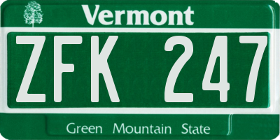VT license plate ZFK247
