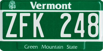 VT license plate ZFK248