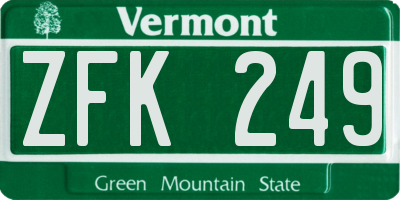 VT license plate ZFK249