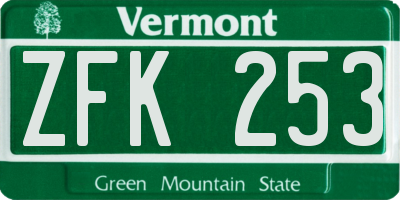 VT license plate ZFK253