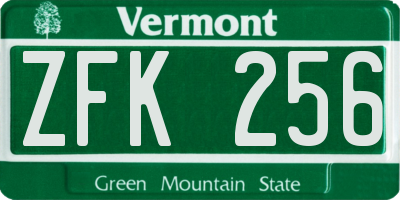 VT license plate ZFK256