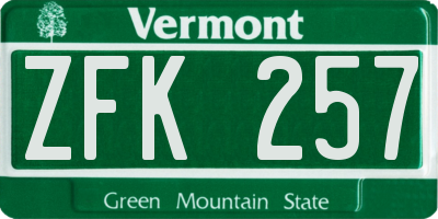 VT license plate ZFK257