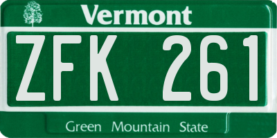 VT license plate ZFK261