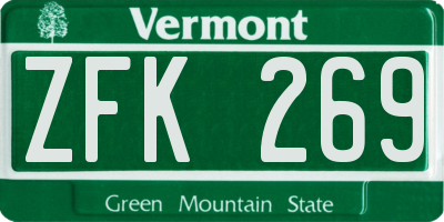 VT license plate ZFK269