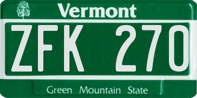VT license plate ZFK270