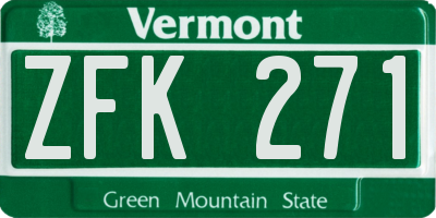 VT license plate ZFK271