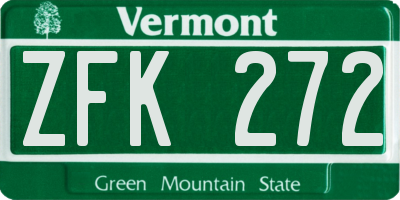 VT license plate ZFK272
