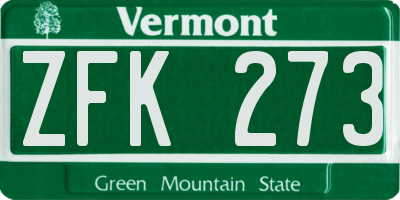 VT license plate ZFK273
