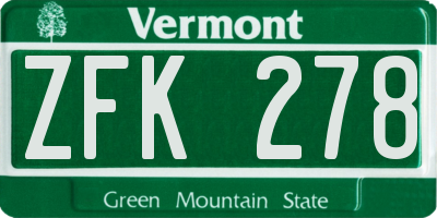 VT license plate ZFK278
