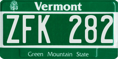 VT license plate ZFK282