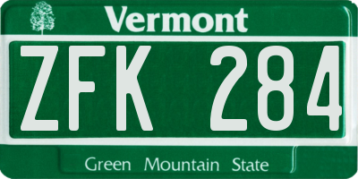 VT license plate ZFK284