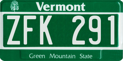 VT license plate ZFK291