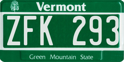 VT license plate ZFK293