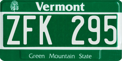 VT license plate ZFK295
