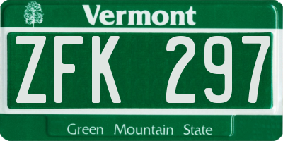 VT license plate ZFK297