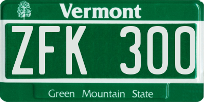 VT license plate ZFK300