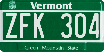 VT license plate ZFK304