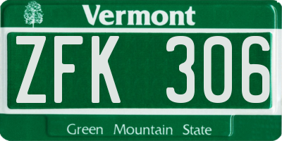 VT license plate ZFK306
