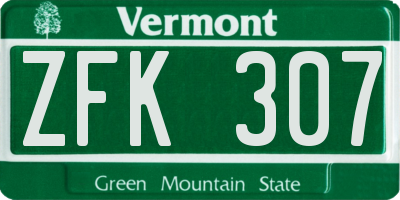 VT license plate ZFK307
