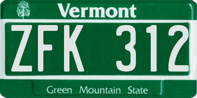 VT license plate ZFK312