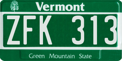 VT license plate ZFK313