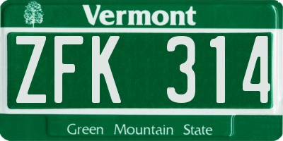 VT license plate ZFK314