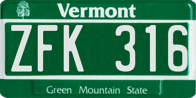 VT license plate ZFK316