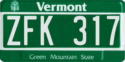 VT license plate ZFK317