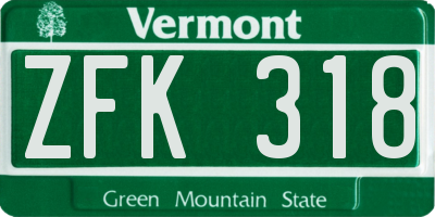 VT license plate ZFK318
