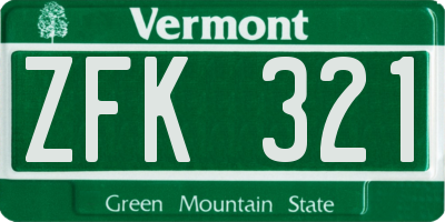 VT license plate ZFK321