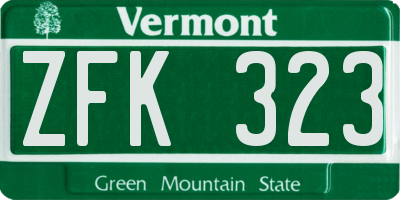VT license plate ZFK323