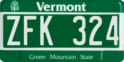 VT license plate ZFK324
