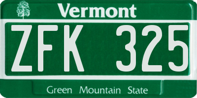 VT license plate ZFK325