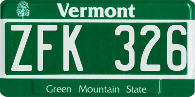 VT license plate ZFK326