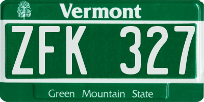 VT license plate ZFK327