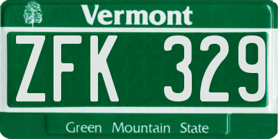 VT license plate ZFK329