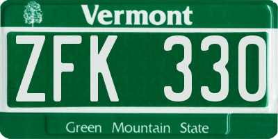 VT license plate ZFK330