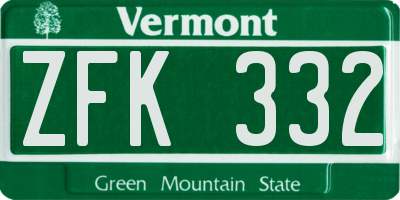 VT license plate ZFK332