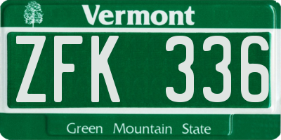 VT license plate ZFK336