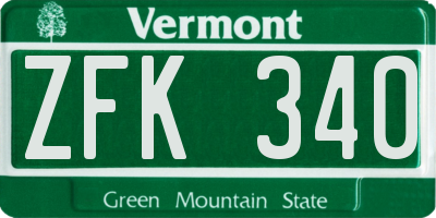 VT license plate ZFK340