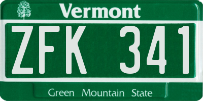 VT license plate ZFK341
