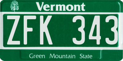 VT license plate ZFK343