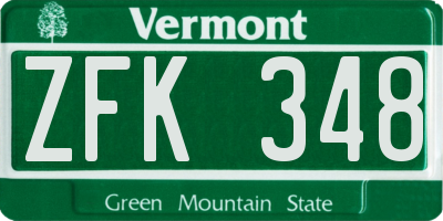 VT license plate ZFK348