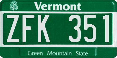 VT license plate ZFK351